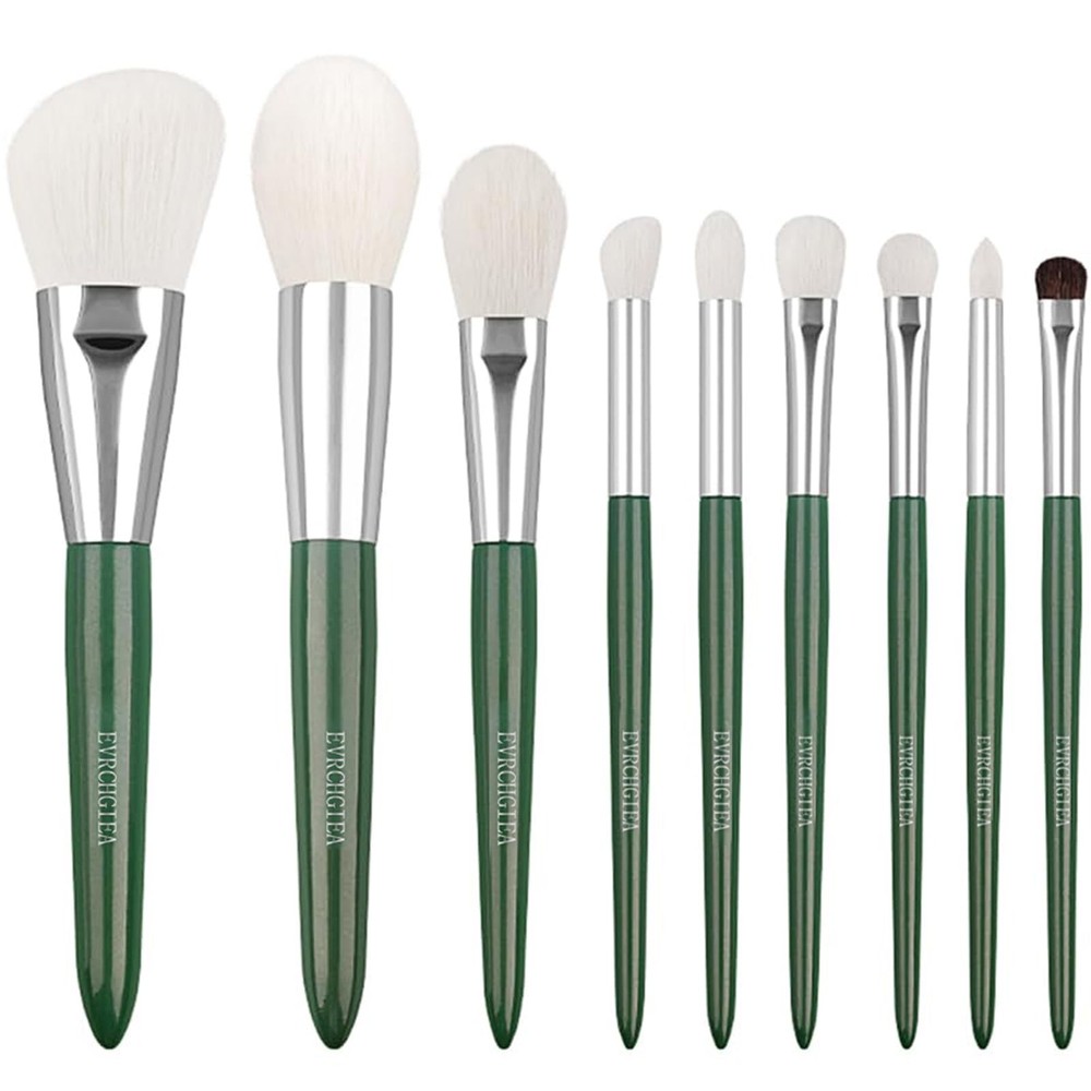 Natural 9-Piece Goat Hair Makeup Brush Set for Face and Eye