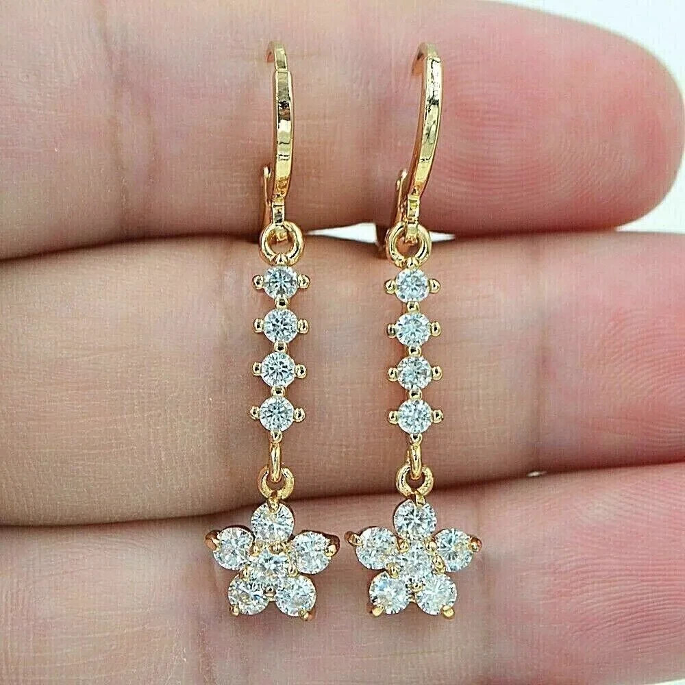 2Ct Round Certified White Moissanite Drop/Dongle Earrings 925 Sterling Silver