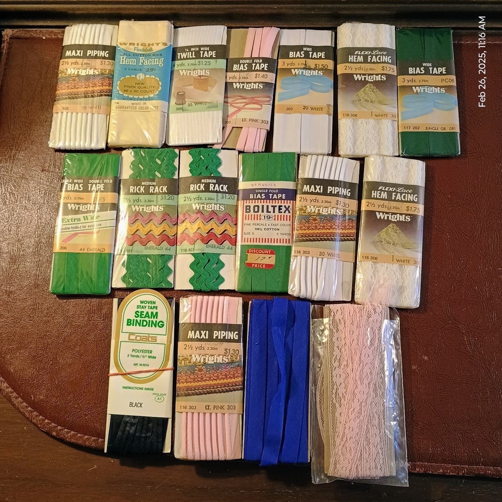 Quilting Essentials Bias Tape Hem Facing Seam Elastic Rick Rack Trim