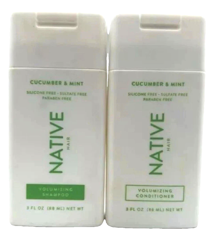 2pk Native Volumizing Shampoo & Conditioner Cucumber & Mint Travel Size 3 fl oz