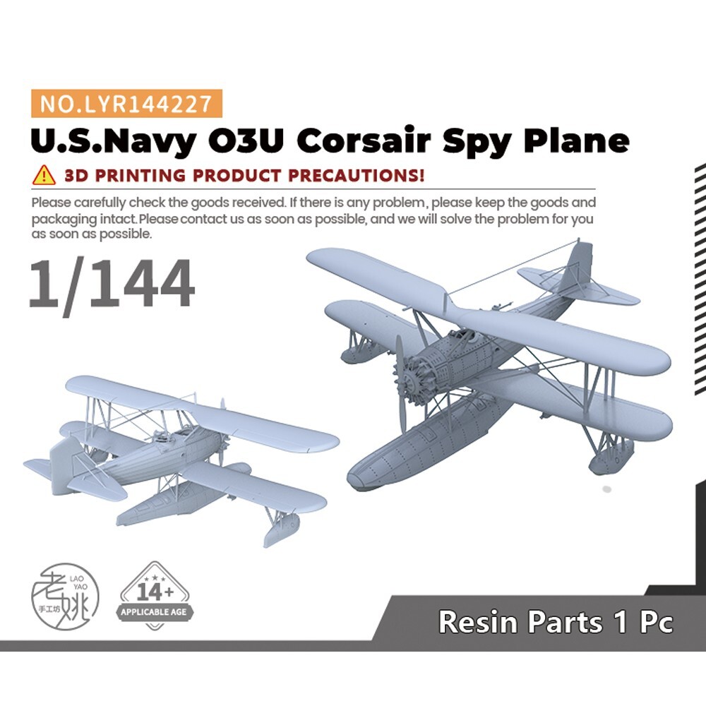 12mm 1/144 US Navy O3U Corsair Spy Plane Military Model Kit 3D Resin Printed