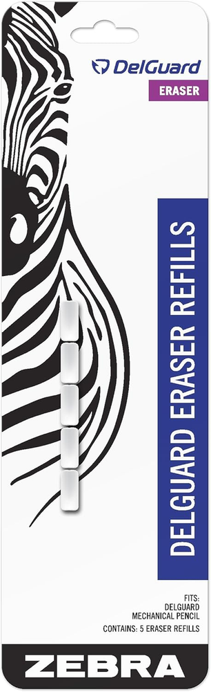 Zebra Pen Delguard Mechanical Pencil Eraser Refills, 5-Pack (83225)