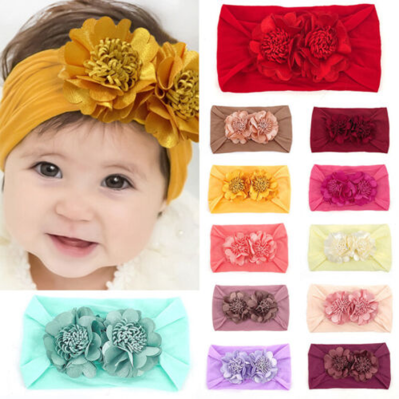 Kids Girls Baby Nylon Headband Toddler Flower Hair Band Headwraps Accessories