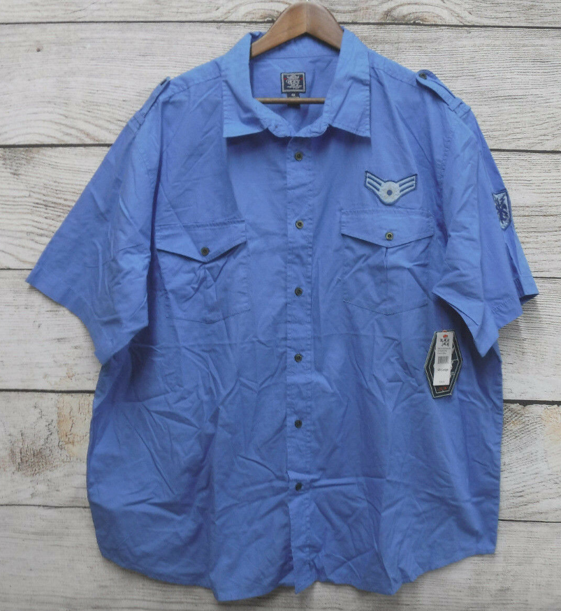 Black Jack Shirt Mens Size 3X French Blue Patch Slim Fit Poplin Button Shirt New