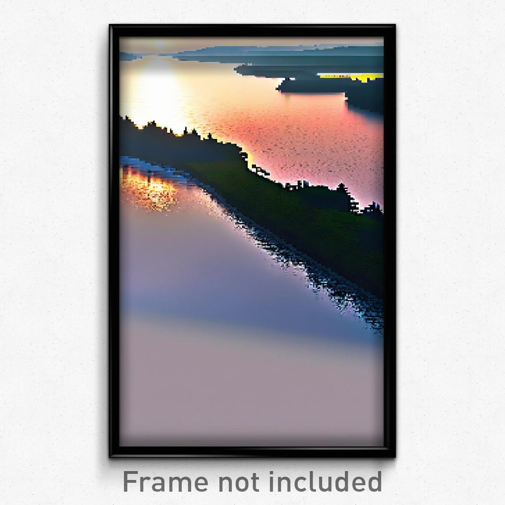 Pixel Art Poster - Long River (8 Bit Psychedelic Trippy Weird Video Game Print)