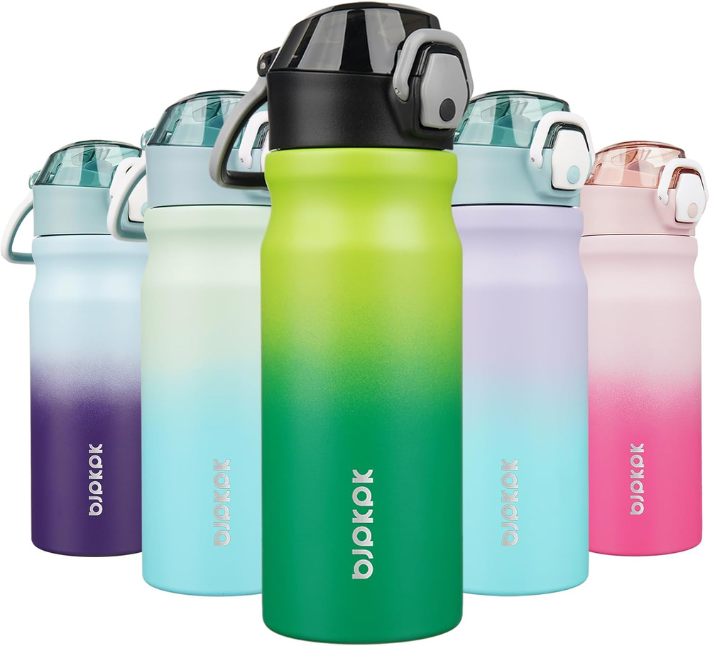 BJPKPK Stainless Steel Insulated Water Bottle With Straw Lid 18oz Reusable Metal