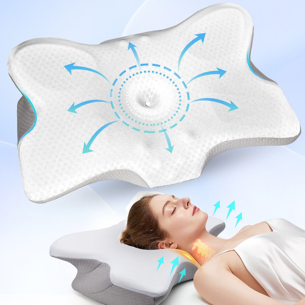 Cooling Memory Foam Cervical Pillow for Neck Pain Relief and Side Sleeper Support
