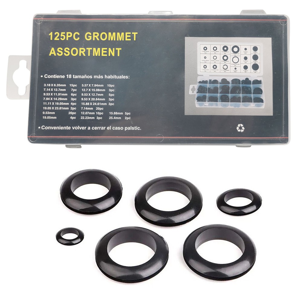125PCS Rubber Grommet Kit for Firewall Holes Electrical Wiring Protection Gasket Set