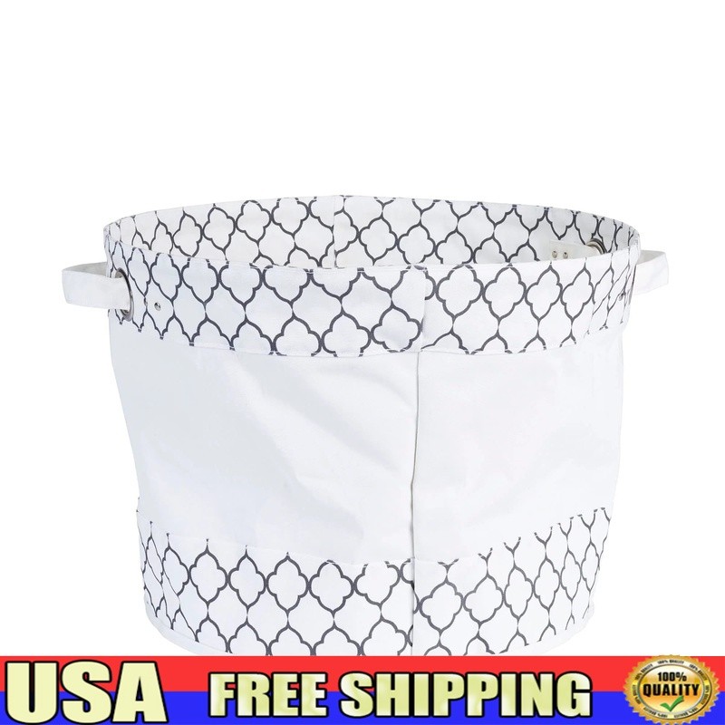 Round Canvas Storage Hamper with Water-Resistant Handles - Home Organizer Tote