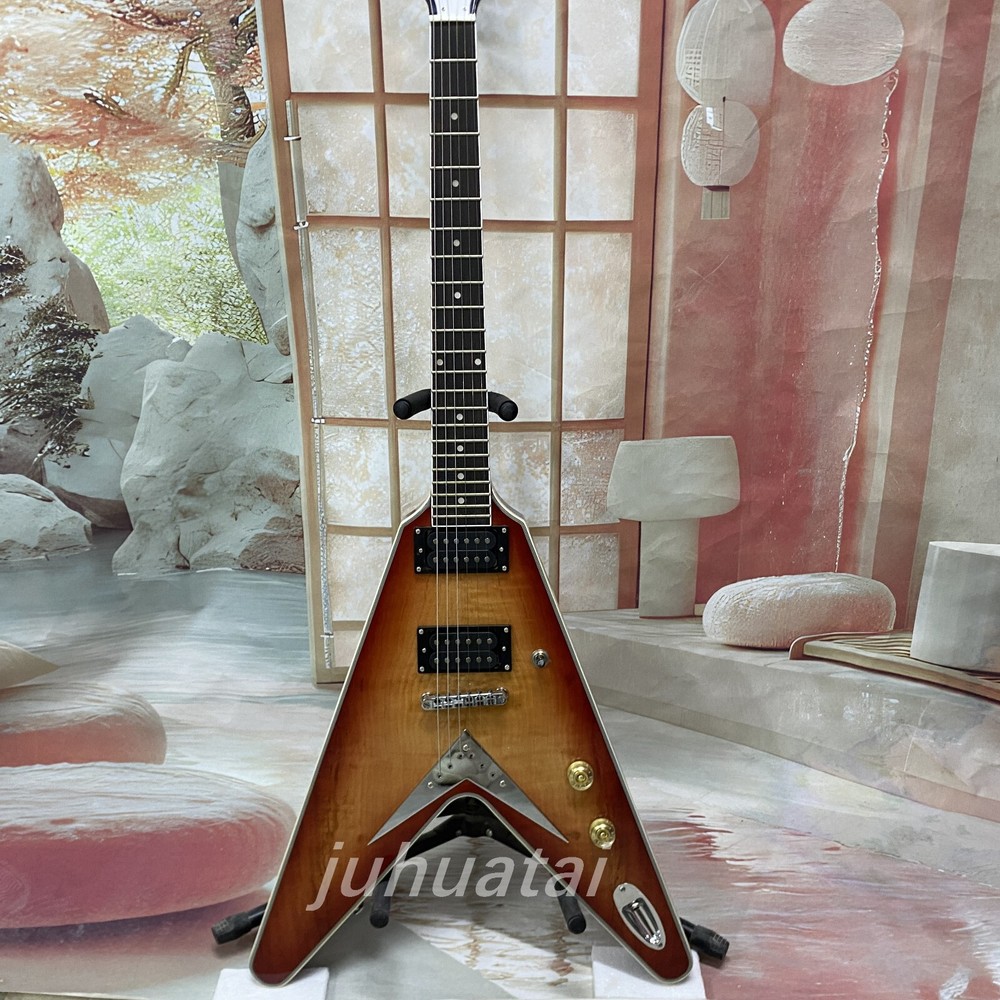 High quality brown electric guitar 6 string H-H pickup Chrome plated hardware