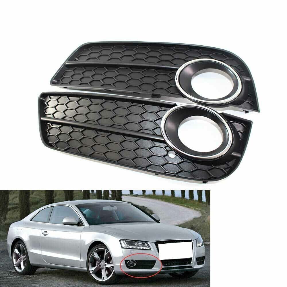 Pair L&R Car Front Bumper Fog Light Grille Lower Cover for Audi A5 2008-2011