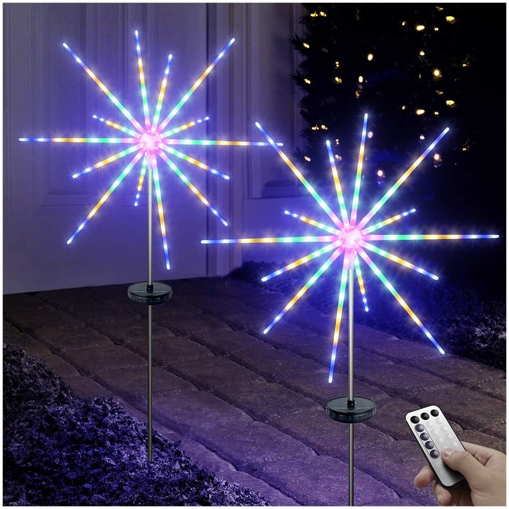 Firework Meteor Lights 2 Pack Outdoor Solar Garden Decorative Starry Starburst