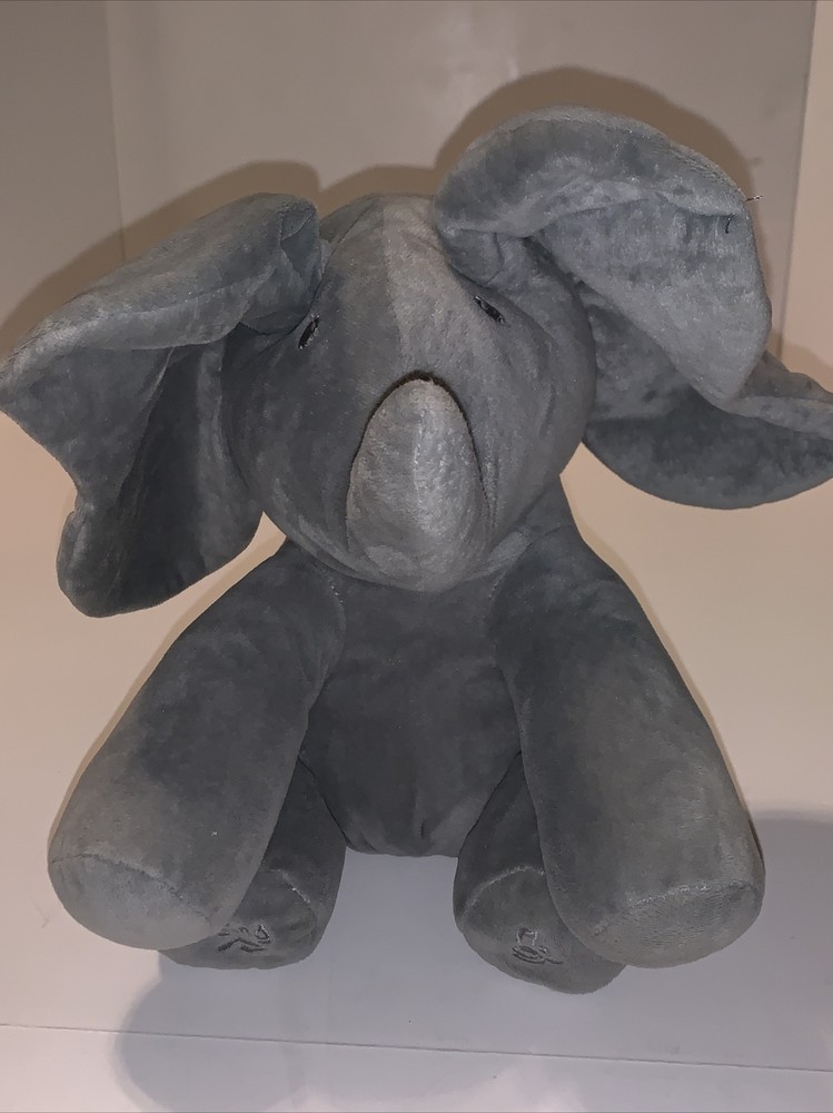 Animated Peek-a-Boo Baby Elephant Gray Plush with Flappy Ears and Music Play  