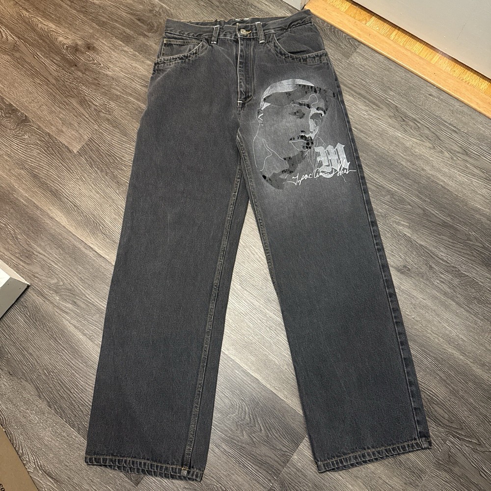 Vintage Makeveli Tupac 30x30 Baggy Skater Y2K Hip Hop Jeans South Pole Style