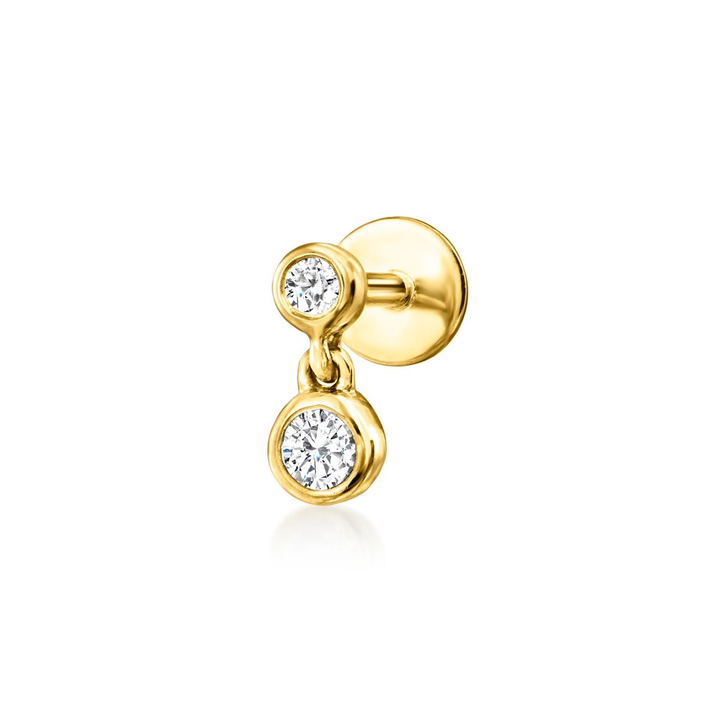 Ross-Simons 14kt Yellow Gold 2-Stone Diamond Flat-Back Stud Earrings
