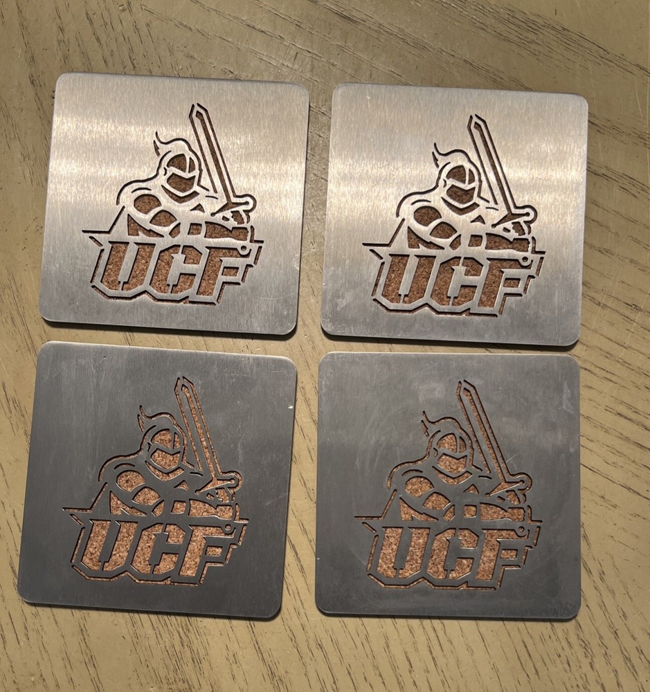 NCAA University Of Central Florida UCF Knights 4-Piece Coaster Set Metal / Cork