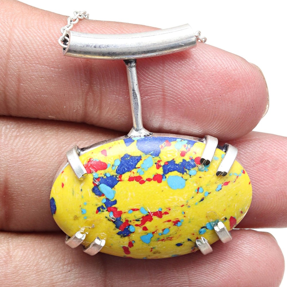 Mosaic Jasper Gemstone Handmade Necklace for Mother's Day 20 Inch-image