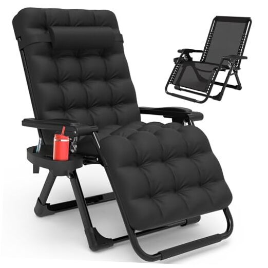 Zero Gravity Lounge Chair with Upgraded Lock in Deep Black