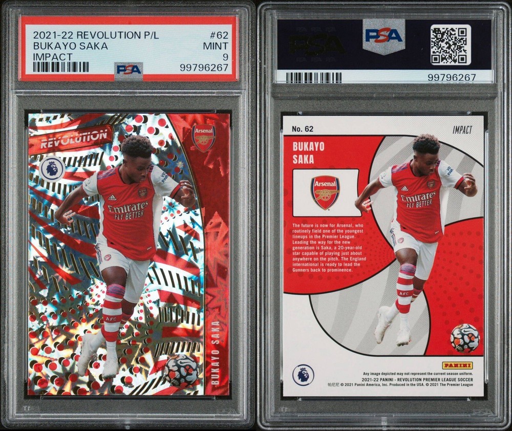2021-22 Revolution Premier League Impact #62 Bukayo Saka Arsenal PSA 9 Pop 1