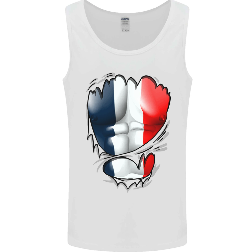 Gym French Tricolour Flag Muscles France Mens Vest Tank Top