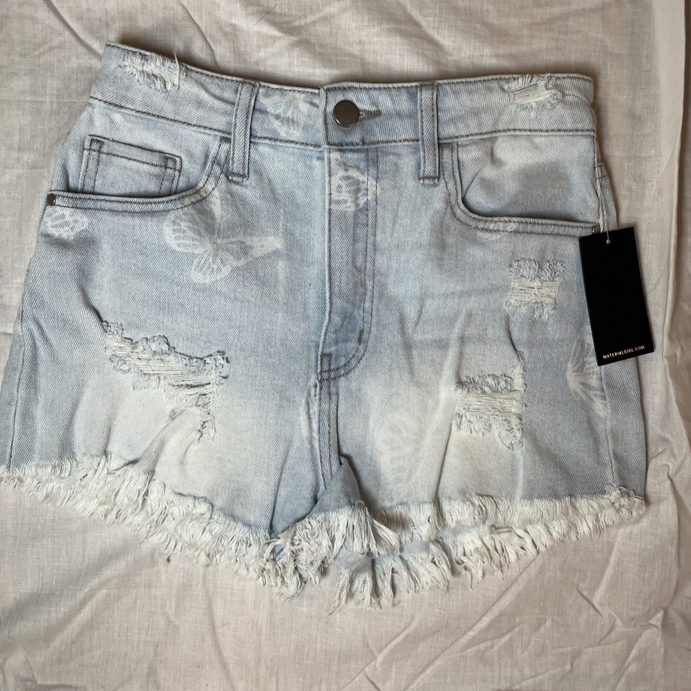 Womens Juniors Material Girl Denim Shorts Size 5 Distressed Butterflies NWT