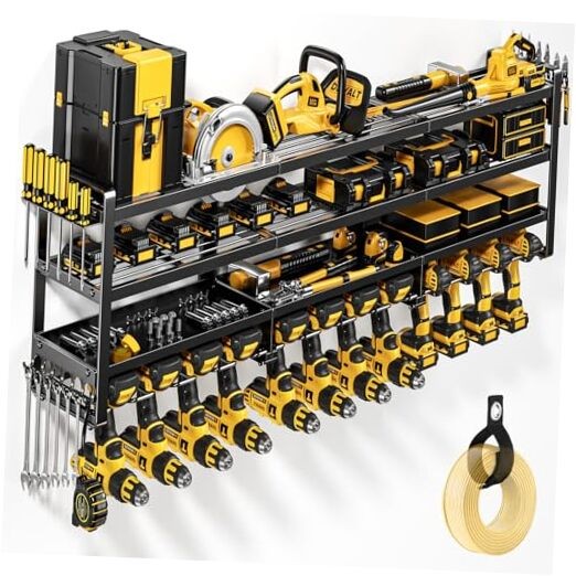 49-Inch Heavy-Duty Wall-Mounted Power Tool Organizer with 4 Expandable Shelves Holds 600 lbs