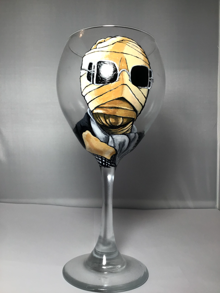 The Invisible Man Universal studios hand painted wine glass