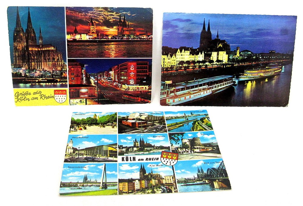 Vintage Rhine River Cologne Postcards - Set of 3 Color Photos C101