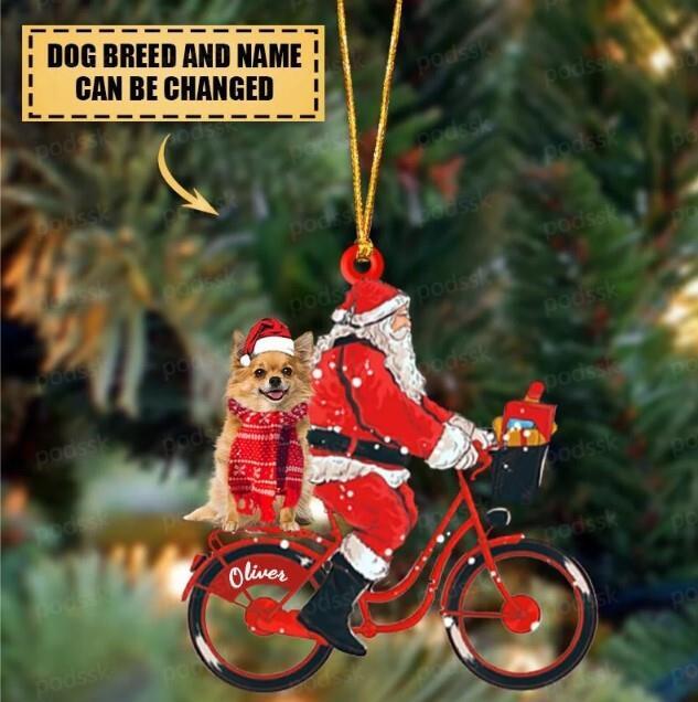 Dog With Santa Claus Personalized Christmas Ornament