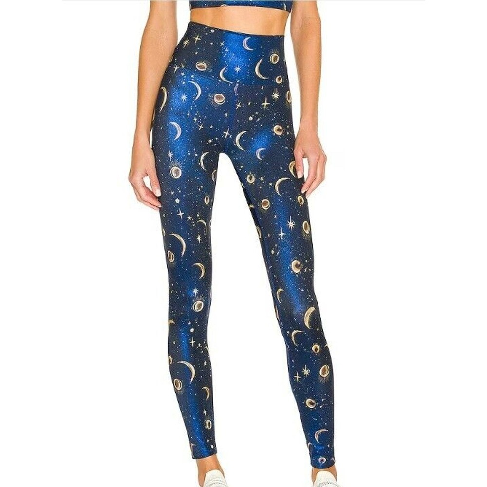 Beach Riot Piper High Waist Gold Celestial Blue Leggings Medium