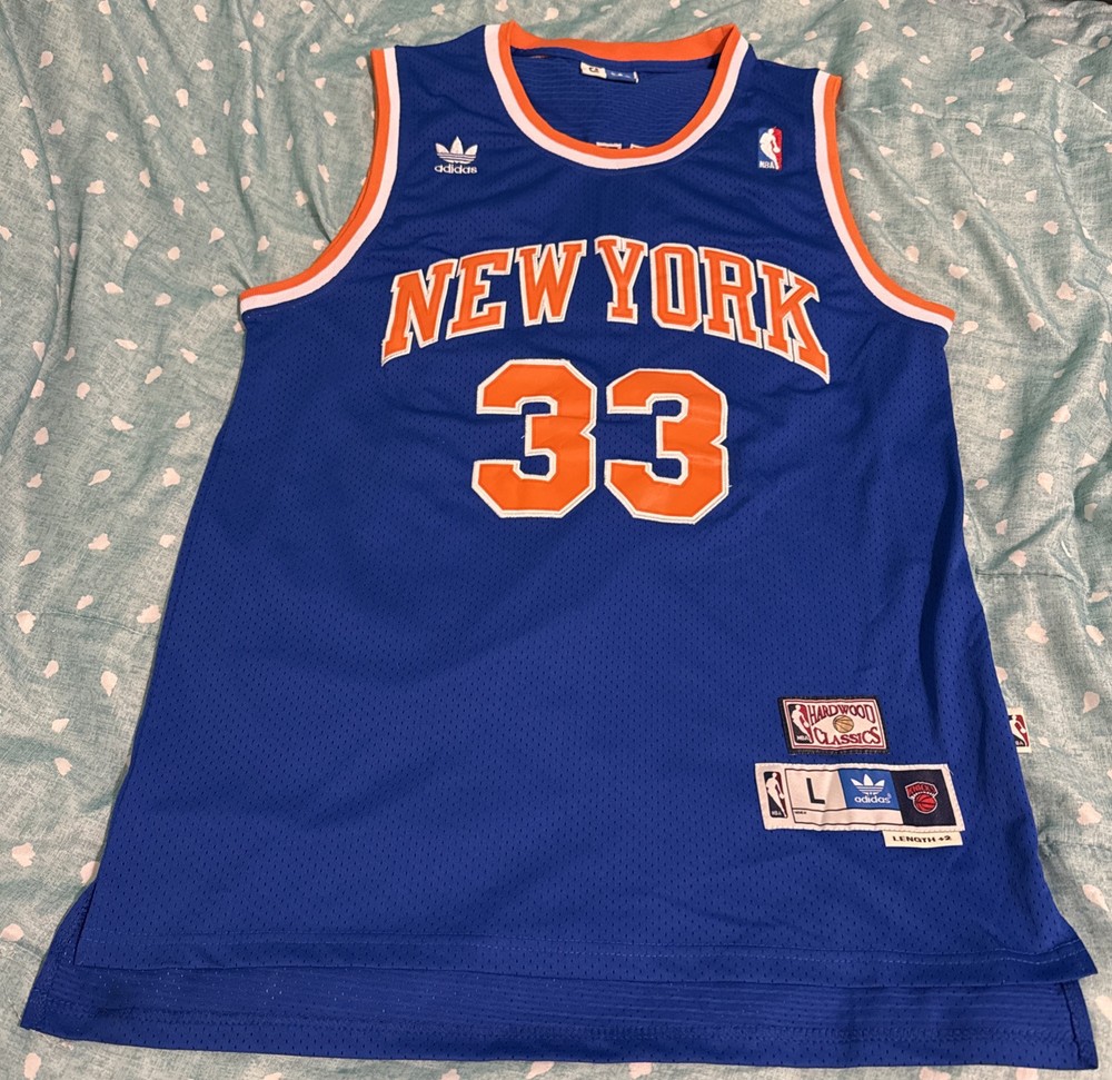 Patrick Ewing #33 New York Knicks Adidas Hardwood Classic Jersey Sz L Plus2 EUC
