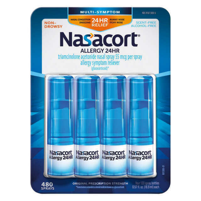 Nasacort Allergy 24HR Non-Drowsy Nasal Spray - Four 120 Spray Bottles