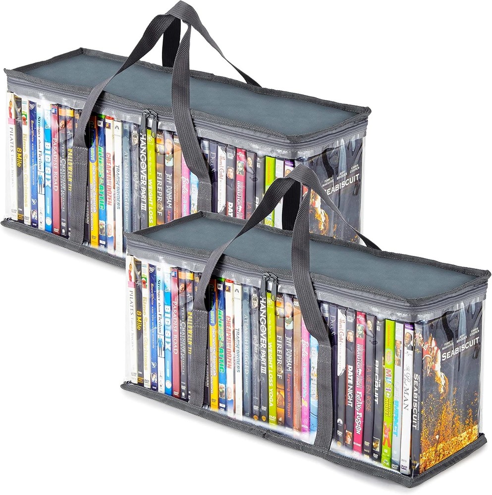 Stock Your Home 2-Pack Gray DVD Storage Bags Media Organizer