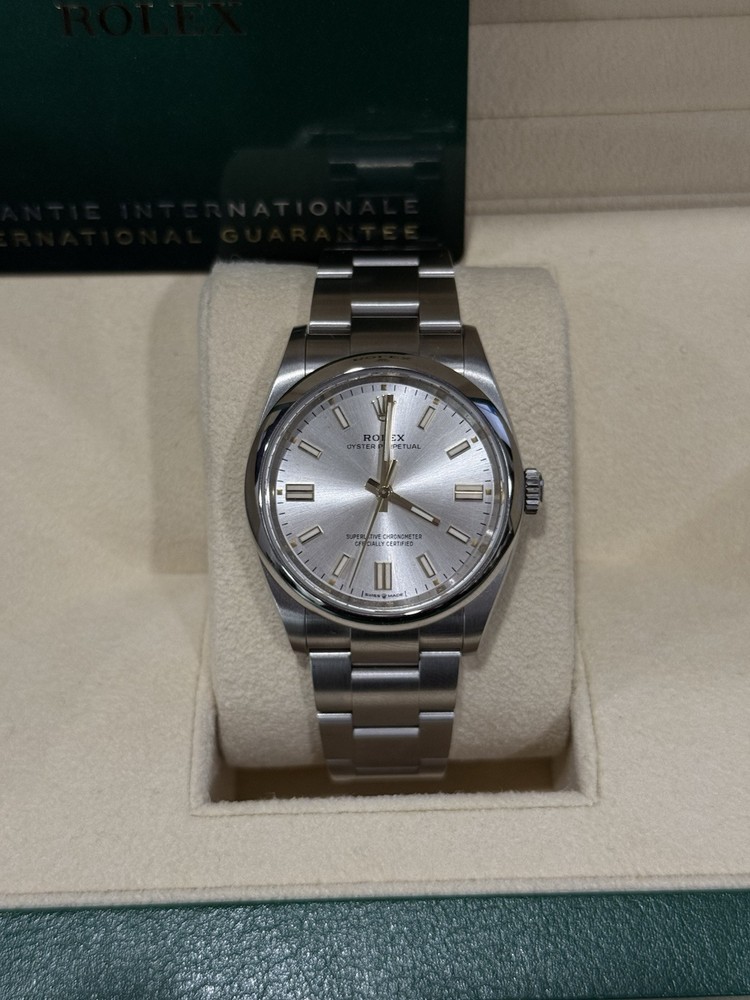 2021 Rolex Oyster Perpetual 36mm Silver Dial Stainless Steel with Box & Papers