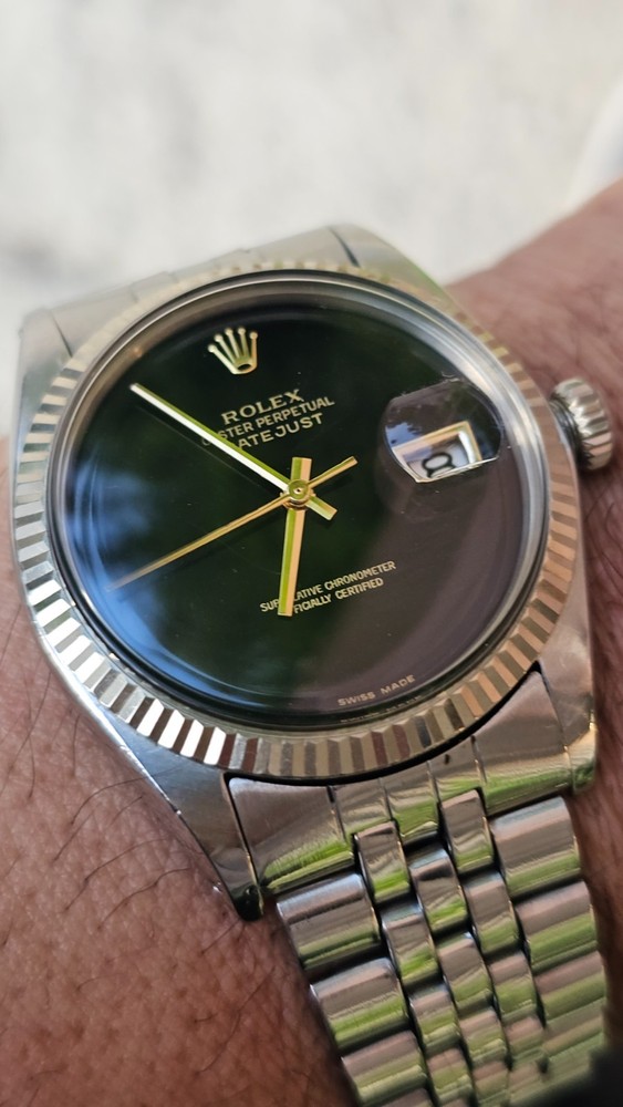 Vintage Rolex Datejust 1601 Automatic Men's Watch Black Dial 1969