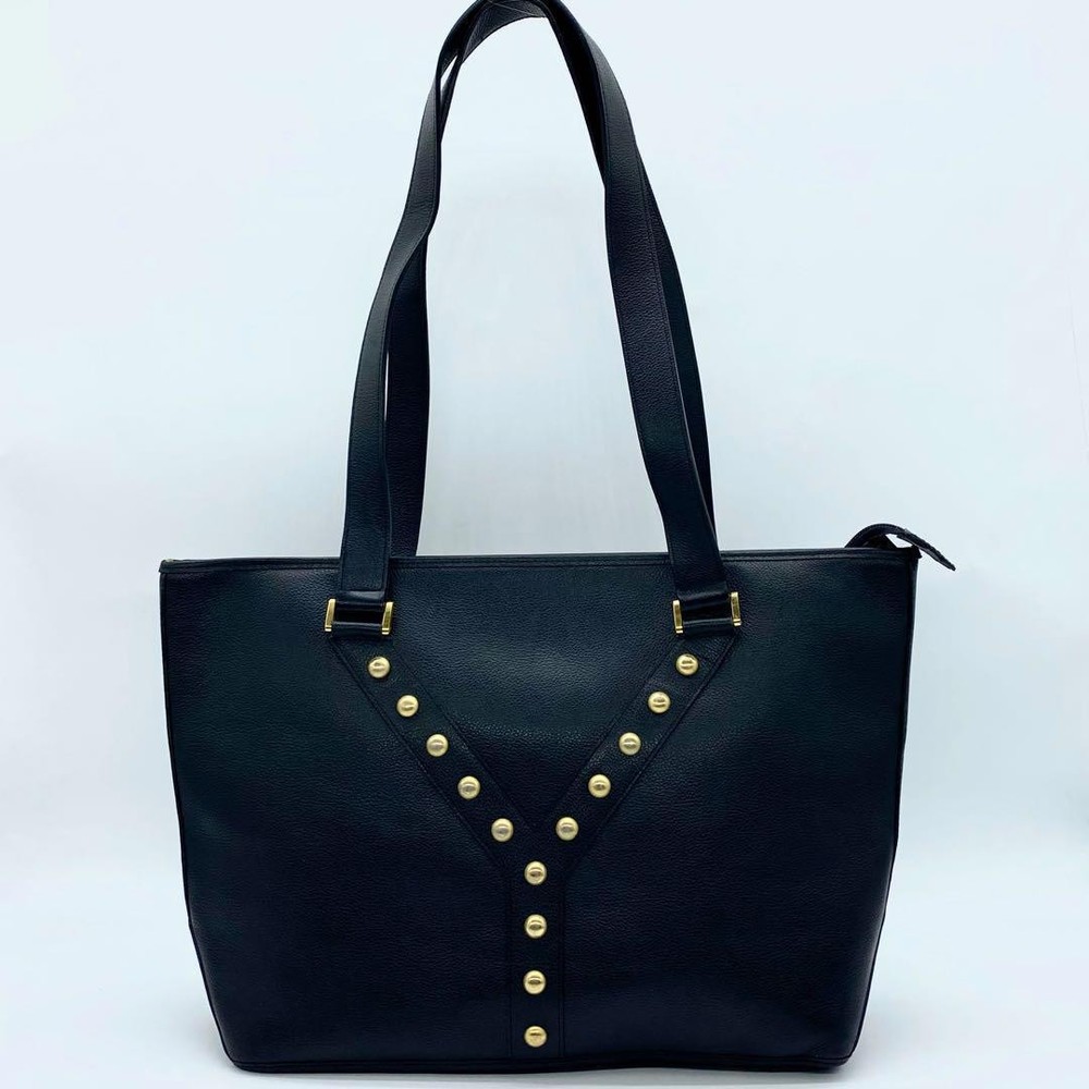 Yves Saint Laurent YLine Cassandra Black Leather Shoulder Bag Authentic F0605474