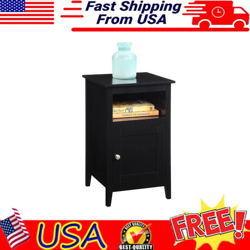 Durable Black MDF Storage Cabinet with Shelf for Indoor Display & Organization