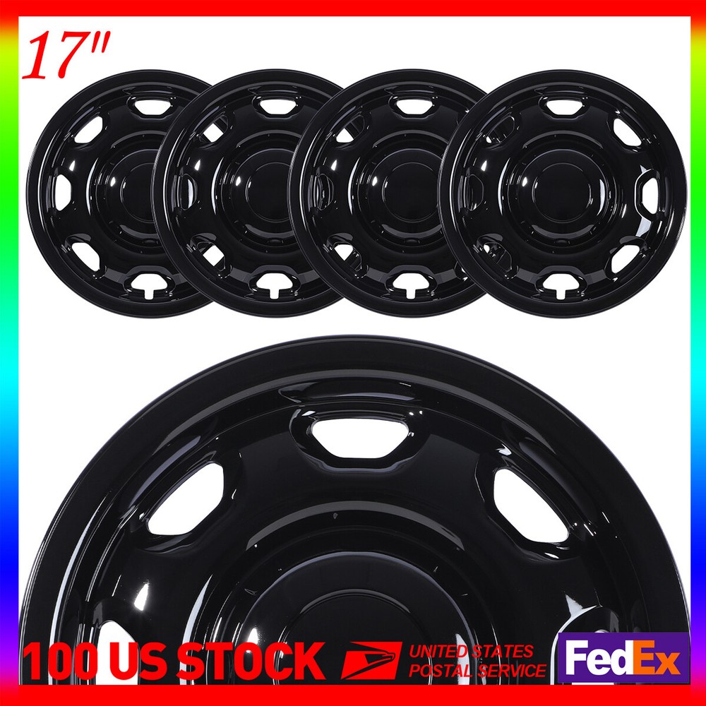 2010-2025 F150 XL 17 Inch 8 Slot Black Steel Wheel Skins Hub Caps