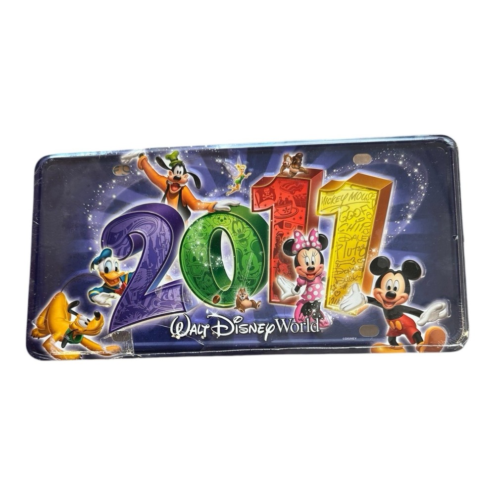 Vintage 2011 Disney World Mickey & Friends Metal License Plate Sealed
