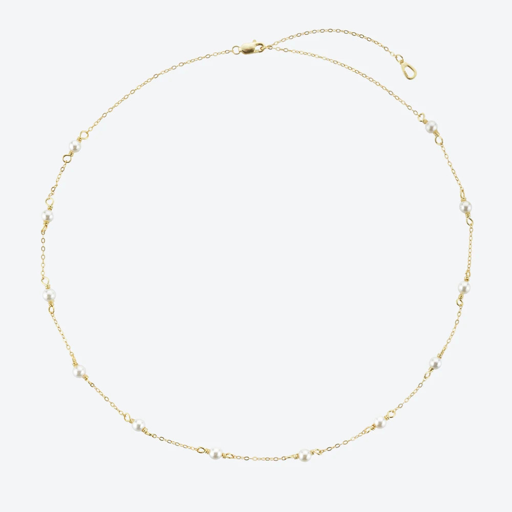 Silver Gold Handmake Pearl Charm Choker Long Chain Necklace Classic  Women