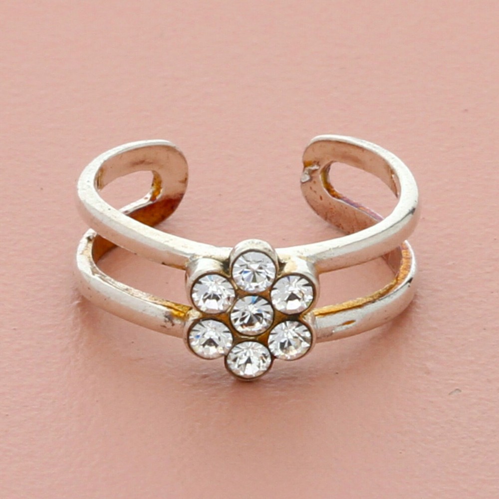 ⚡️clearance⚡️ sterling silver crystal flower toe ring size 3.5