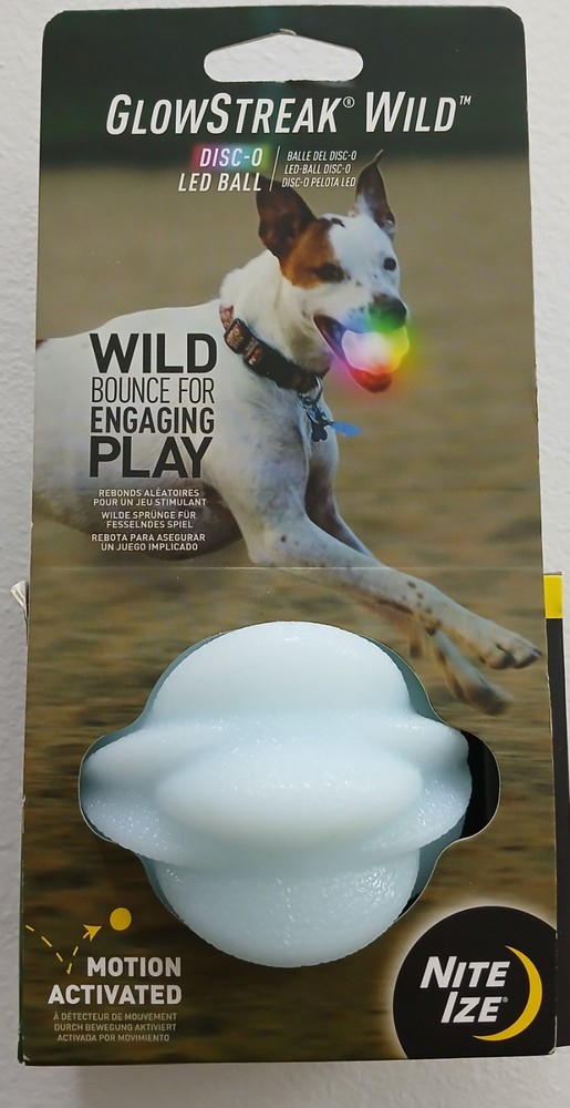Niteize Glowstreak Wild Disc - O LED Ball Lught Up Rubber Dog Toy Waterproof New
