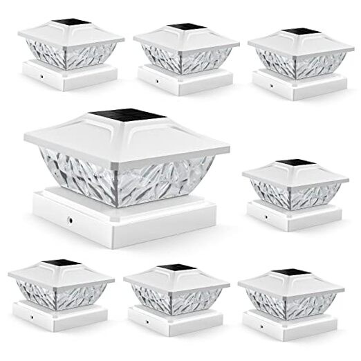 8 Pack Solar Post Cap Lights with 2 Brightness Modes for Outdoor Use