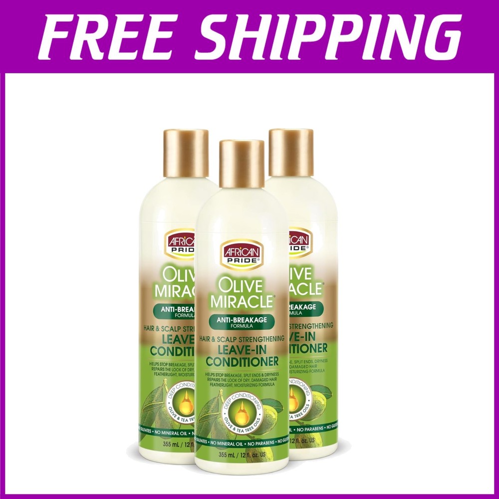 Strengthening Leave-In Conditioner 3-Pack – Olive Oil & Tea Tree Treatment, 12oz