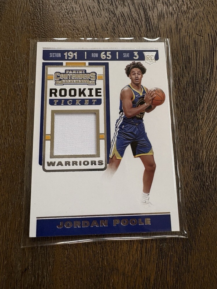 2019-20 Panini Contenders - Rookie Ticket Swatches #RTS-JPL Jordan Poole Rookie
