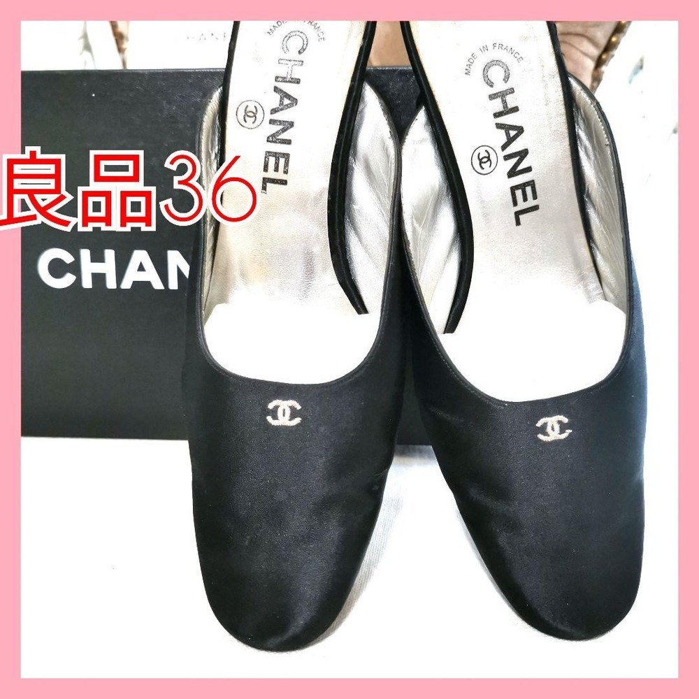 CHANEL EU Size 36 Black Women Pumps heel Used Shoes Af1324