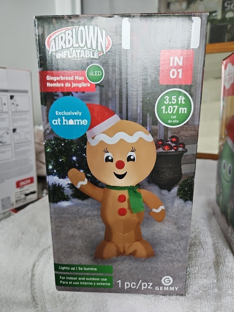 3.5ft LED Gingerbread Boy Airblown Inflatable Christmas Yard Decoration