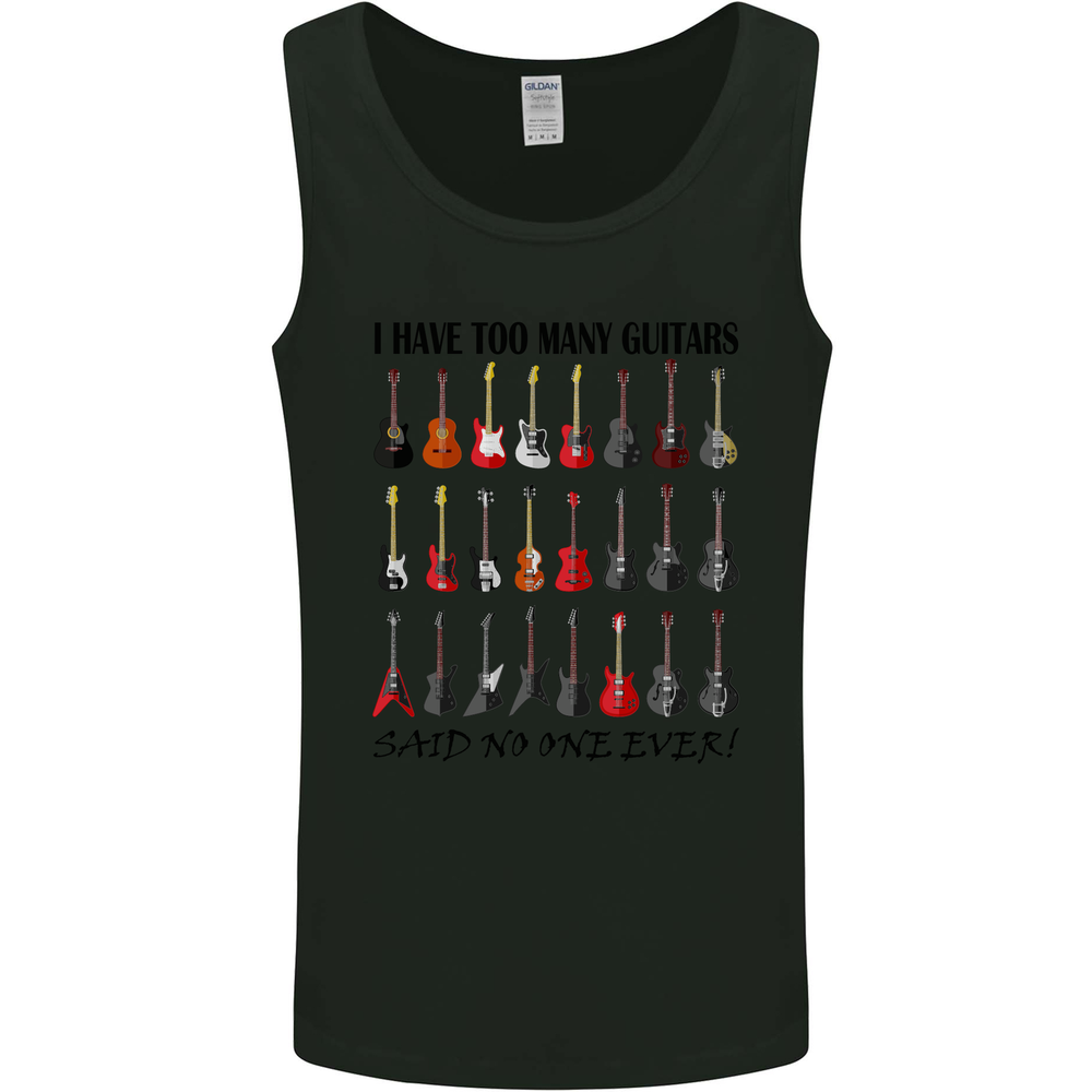 I Have Too Many Guitars Funny Guitarist Mens Vest Tank Top