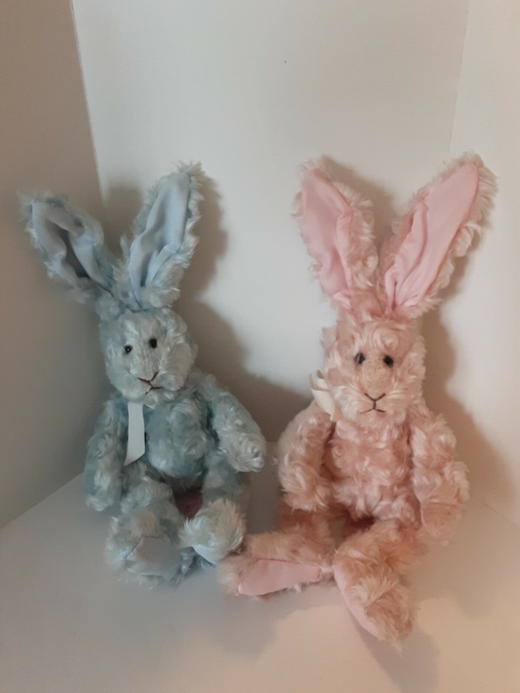 EUC Russ Berrie Rabbit Plush Iris Blue Mimosa Pink 14