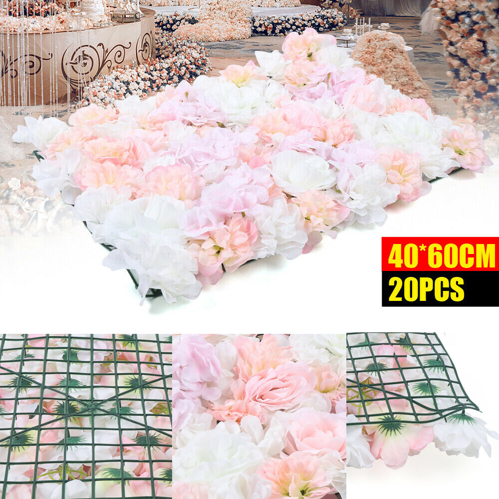 20x Rose Artificial Flower Panels Wedding Party Wall Decor Photo Background